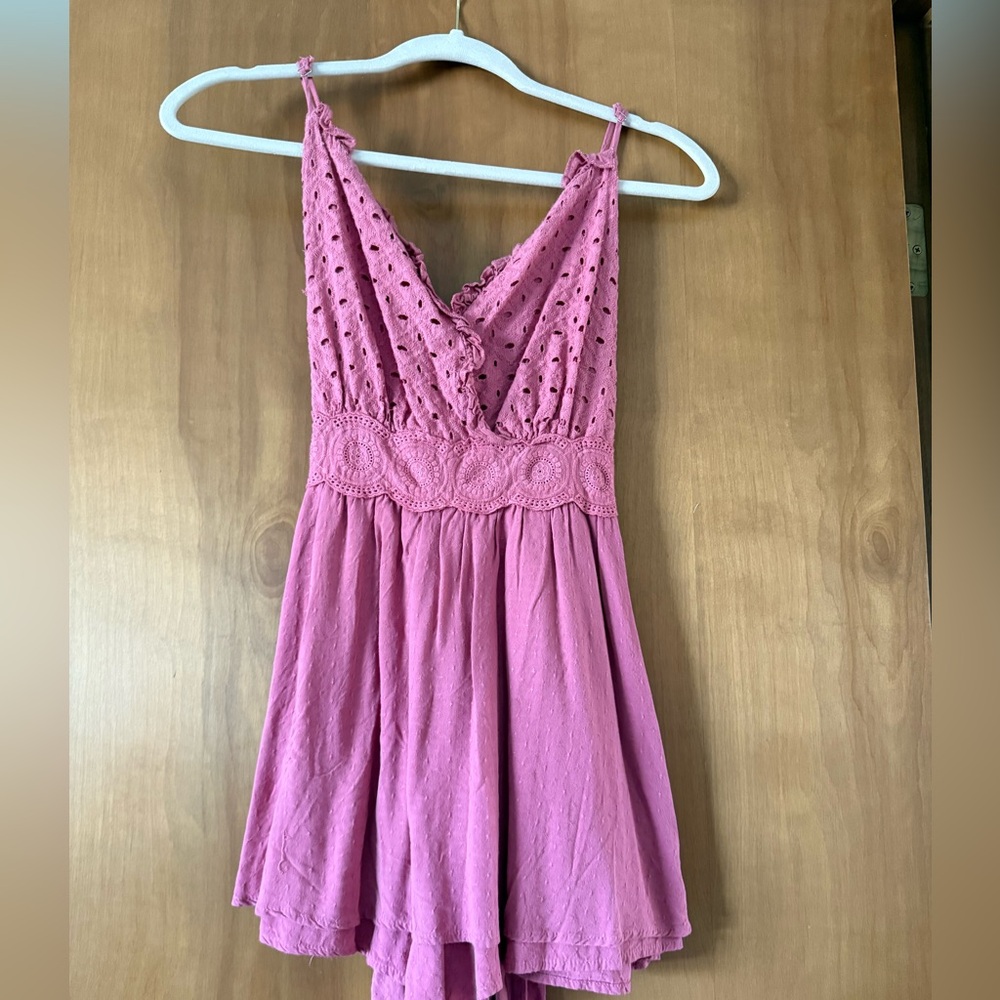 Allie Rose Pink Textured Dress With Built In Shorts